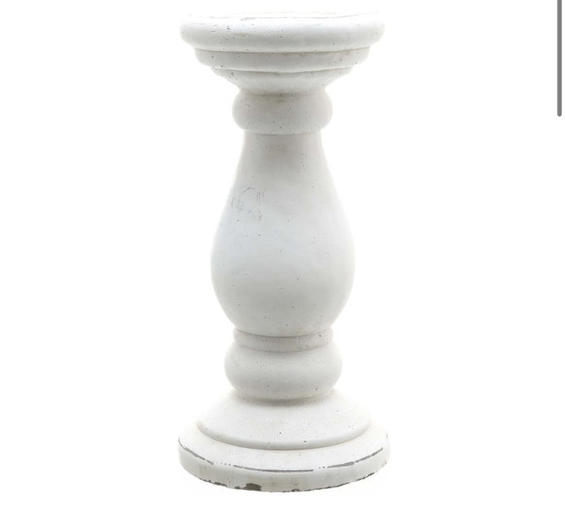 Set of two chunky white candle sticks