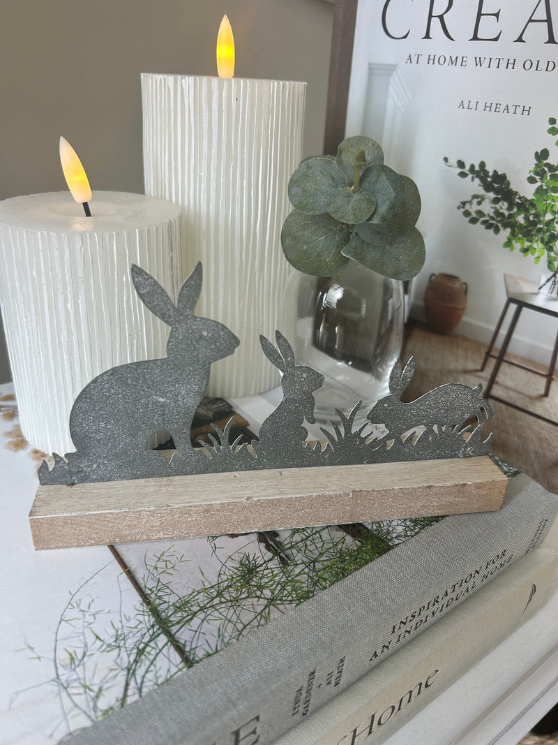 Natural Ceramic Two Tone Ribbed Bunny easter