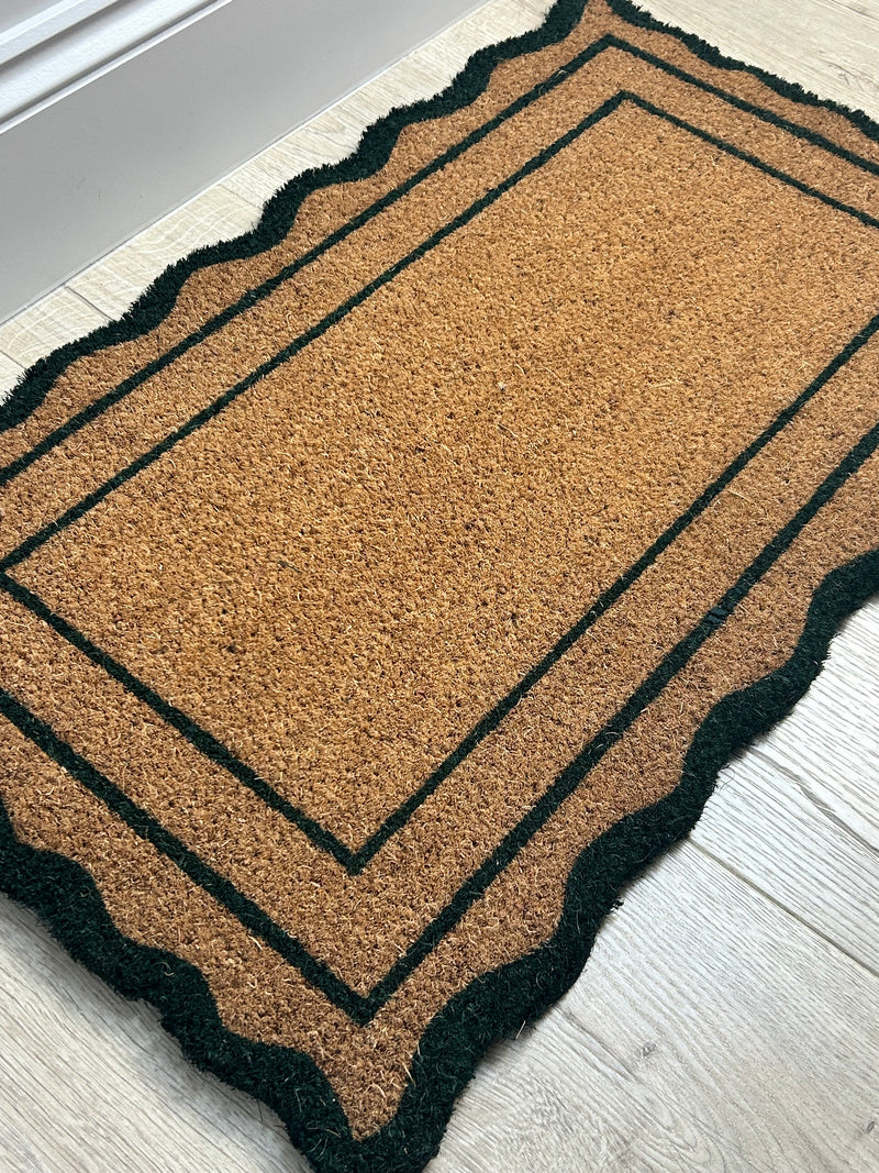 Charcoal Tile print washable door mat rug 3 sizes