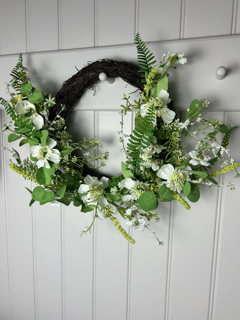 Lush Green mixed foliage Half Wreath 50cm