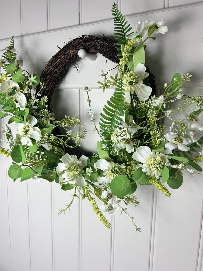 Lush Green mixed foliage Half Wreath 50cm