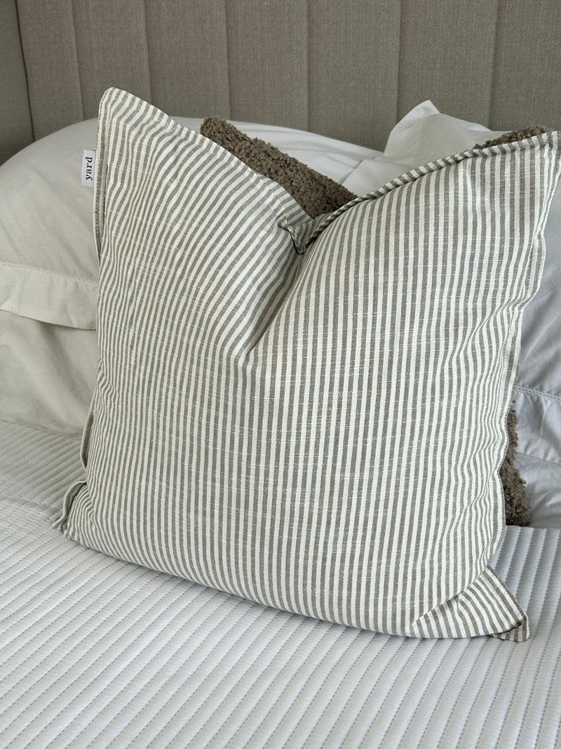 Truro Natural Stripe Feather Filled Cushion 45cm