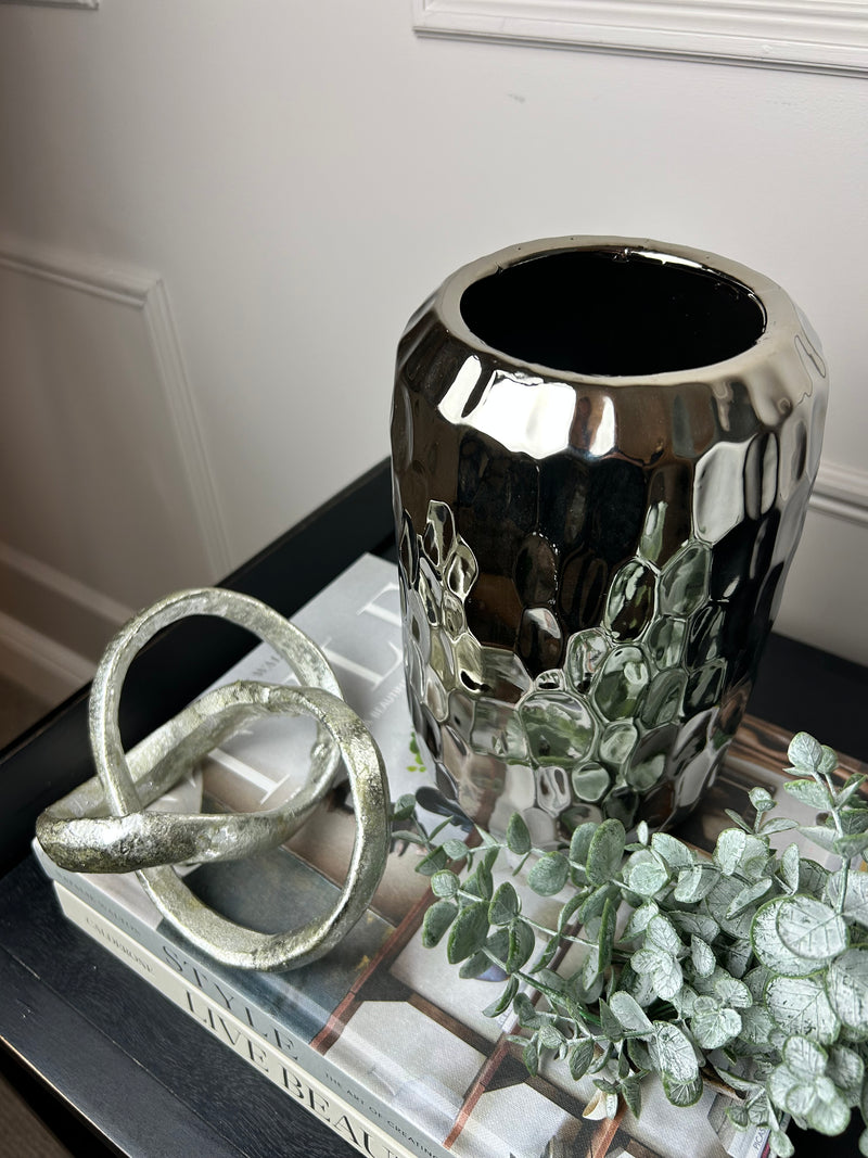 Silver Dimple Effect Glass Vase