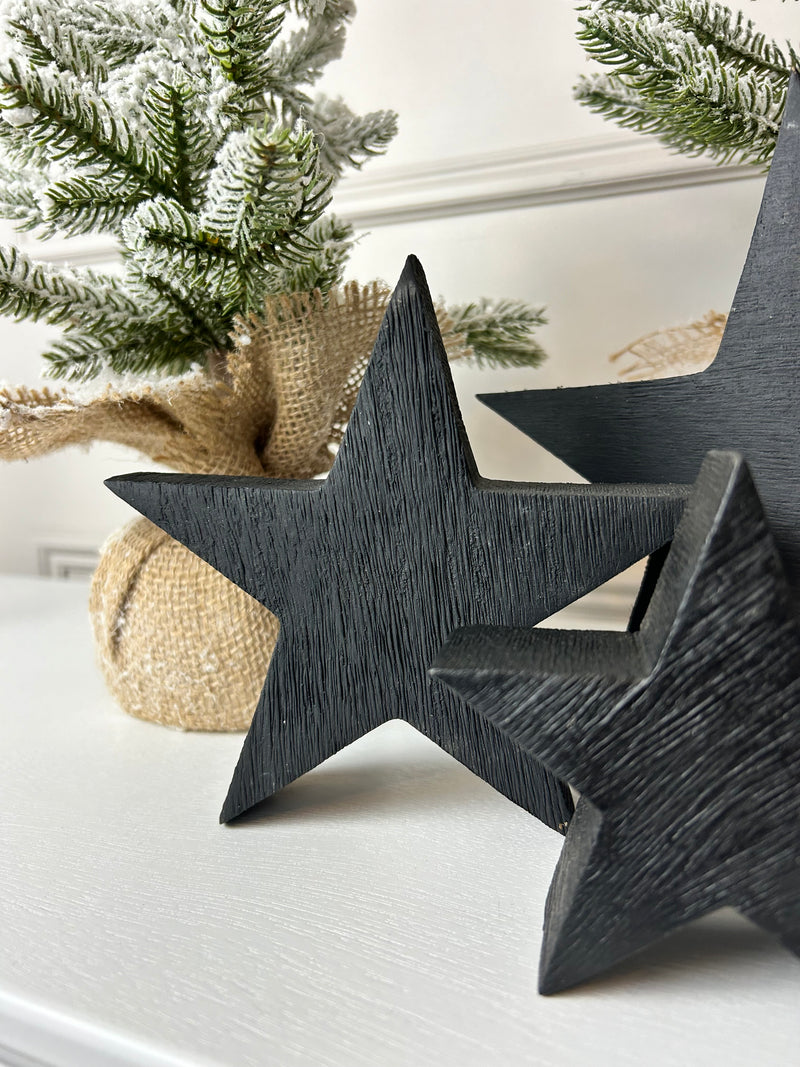 Wooden black rustic standing star 3 sizes