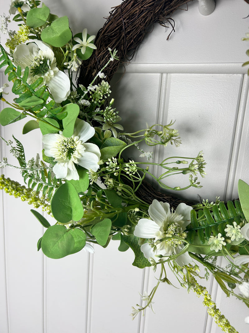 Lush Green mixed foliage Half Wreath 50cm