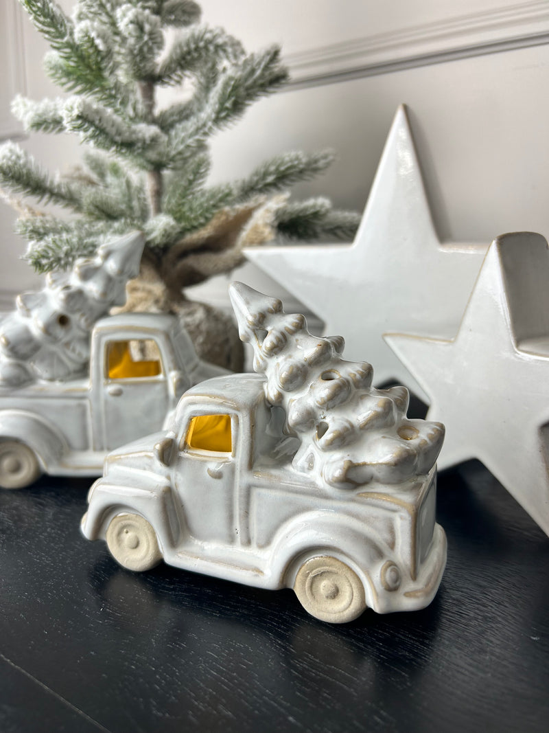 Ceramic LED white car with tree two sizes