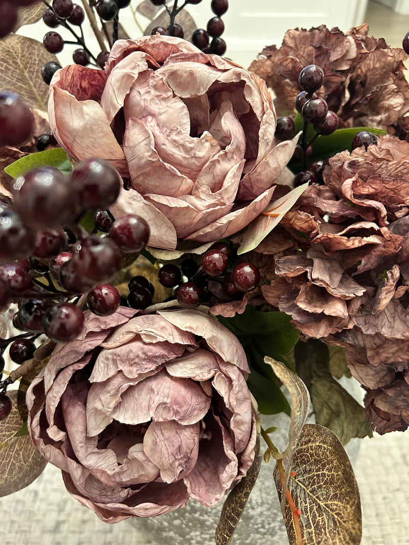 Dried real feel mauve peony 48cm