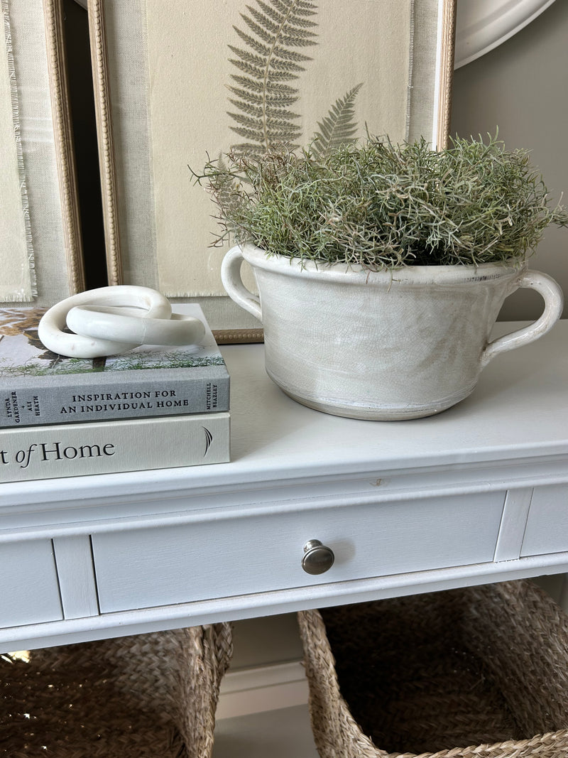 Off white ceramic rustic planter bowl