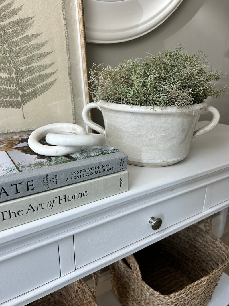 Off white ceramic rustic planter bowl