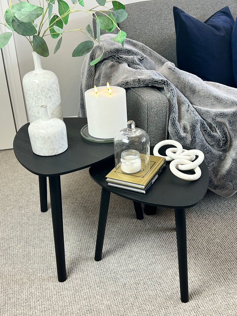 Black shaped Tripod Side Tables, 2 Sizes