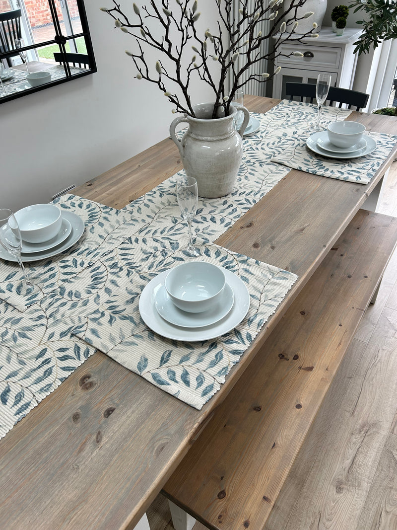 Natural Eucalyptus Print Table Runner two sizes 180cm and 230cm