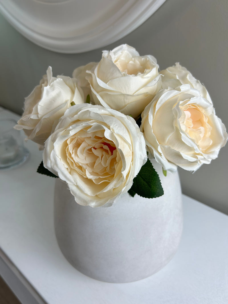 Oyster Cream Vintage peony Rose Tied Stems bouquet bunch