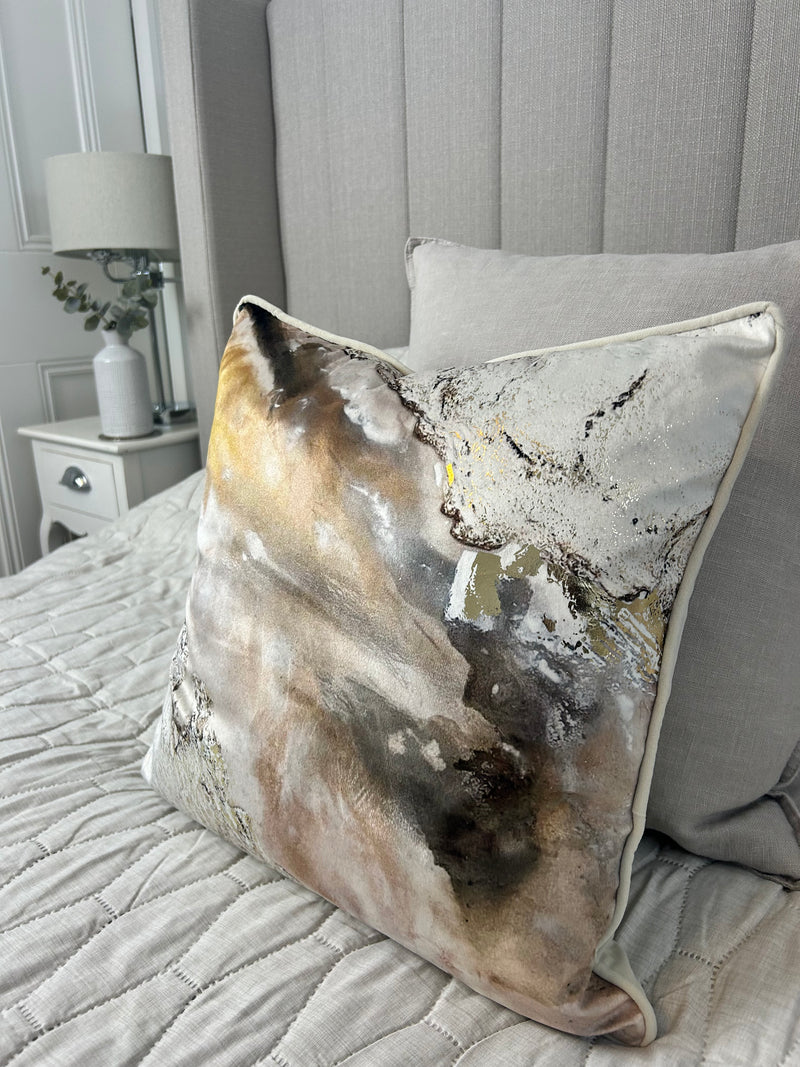 Everlast textured gold bronze abstract cushion 45cm