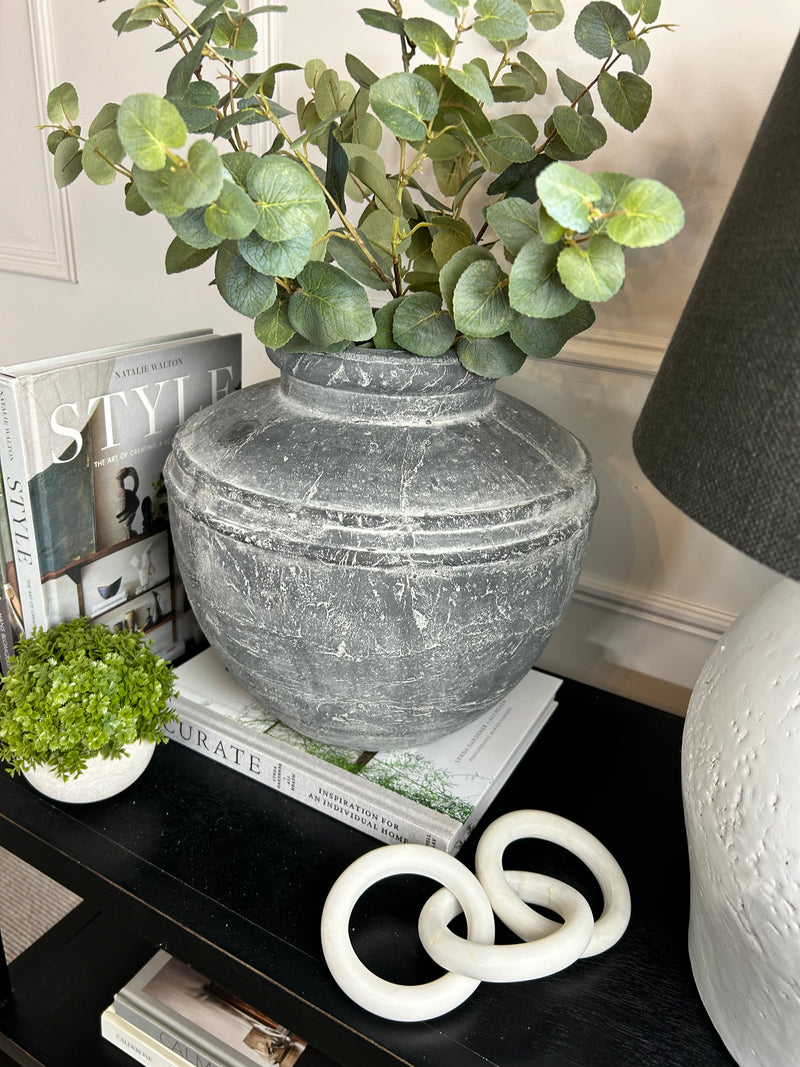 Amalfi washed Black rustic stone vase