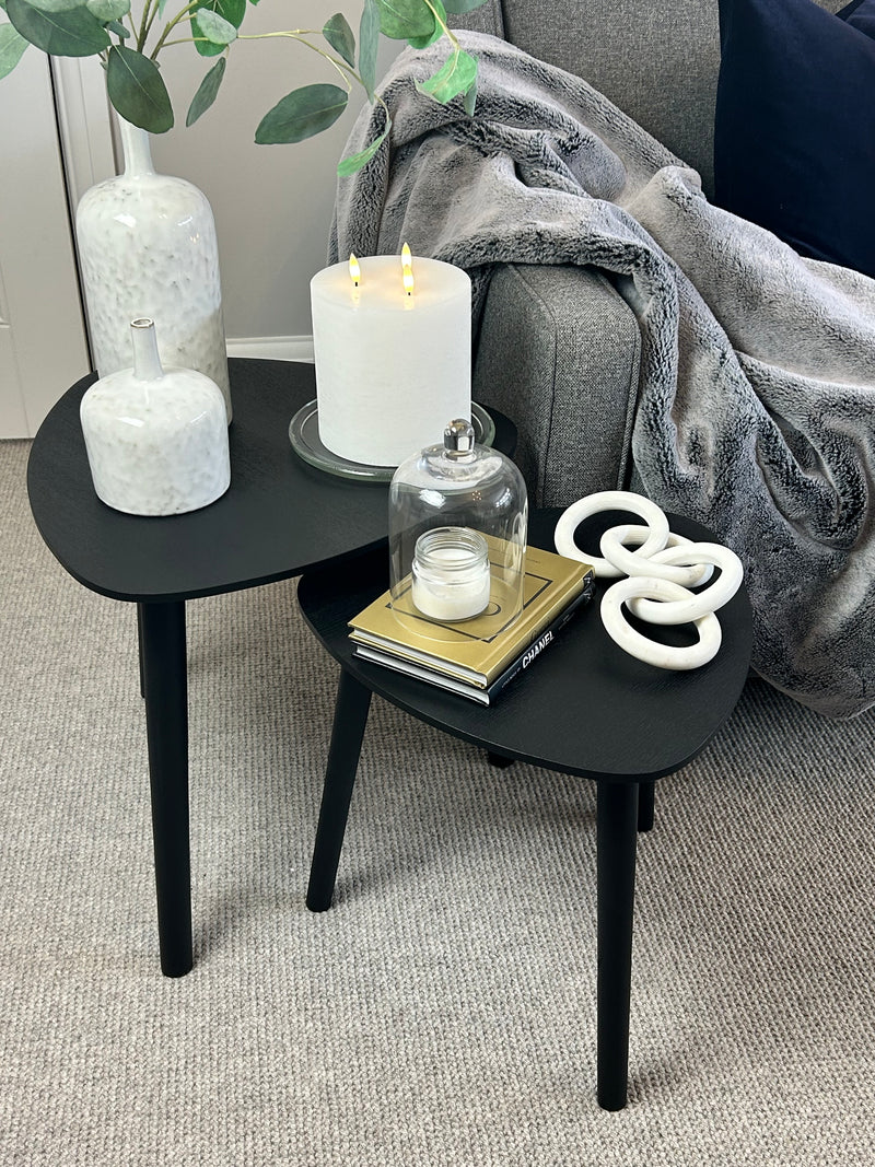 Black shaped Tripod Side Tables, 2 Sizes