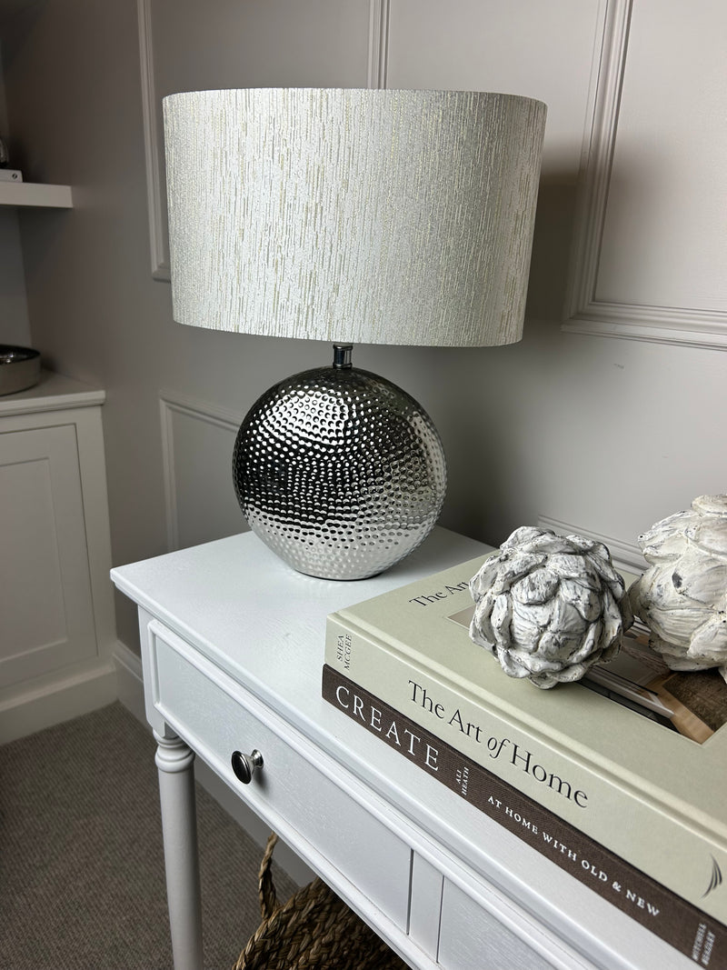 Hammered Silver Lamp with shade