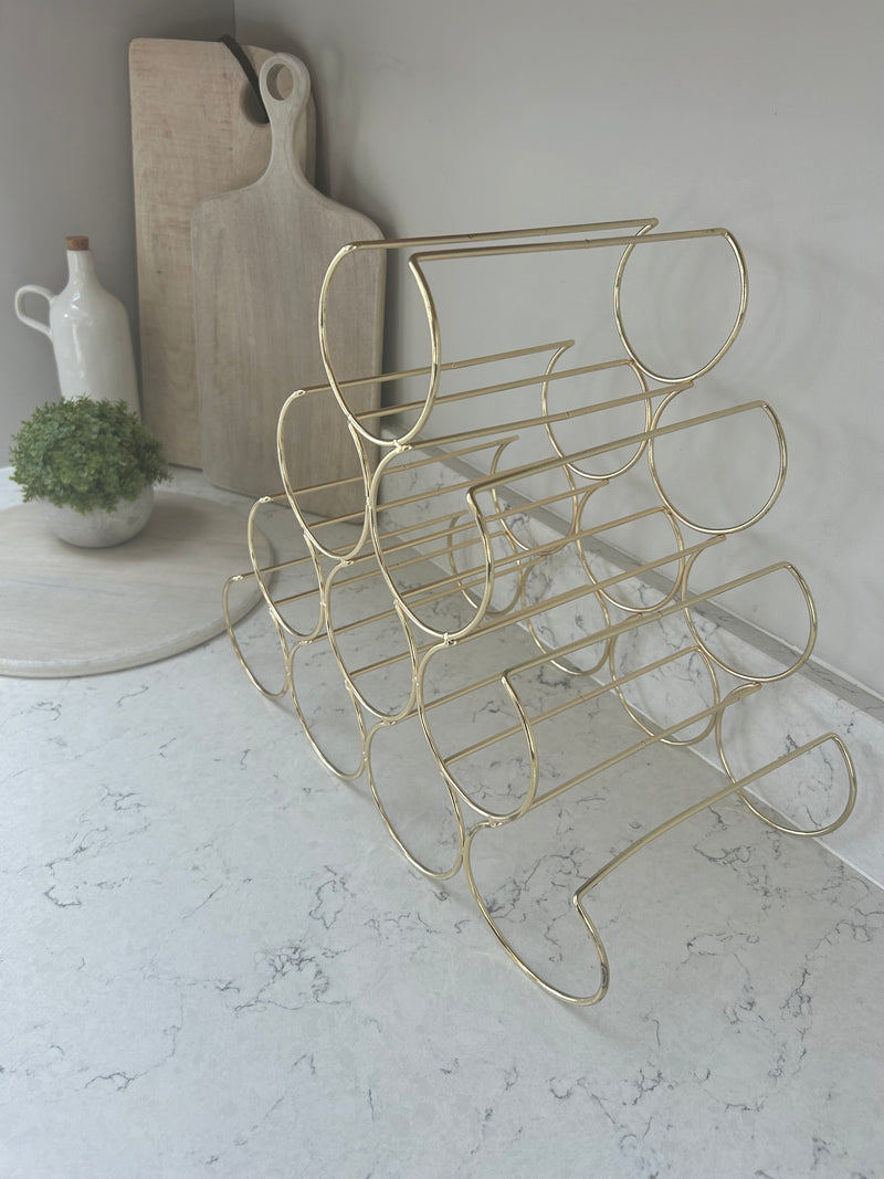 10 Bottle Gold Wire Wine Rack