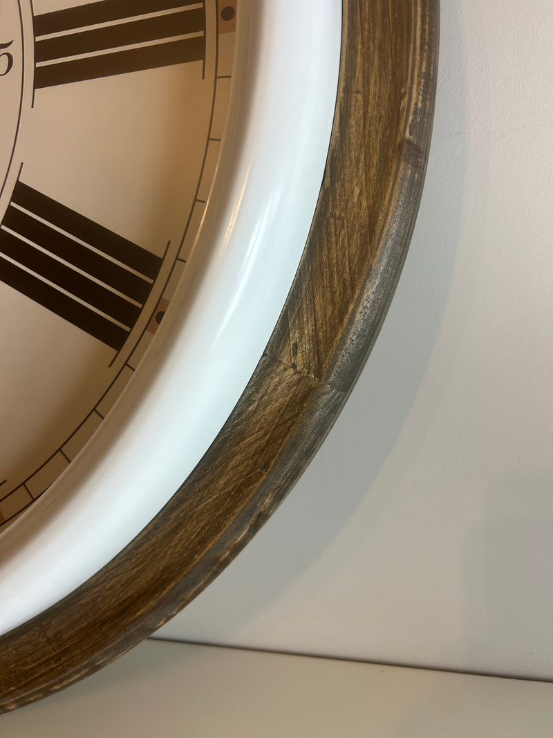 Round Wood and White Clock 68cm