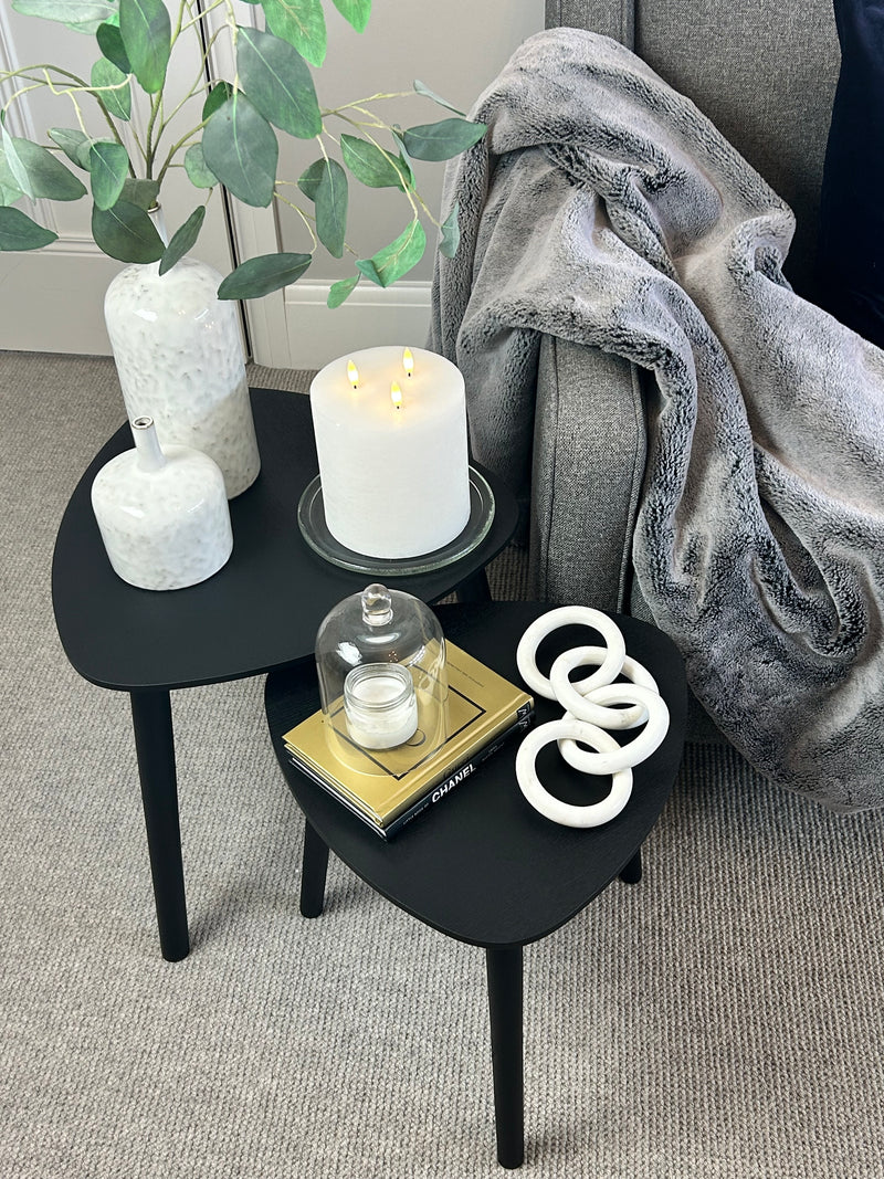 Black shaped Tripod Side Tables, 2 Sizes