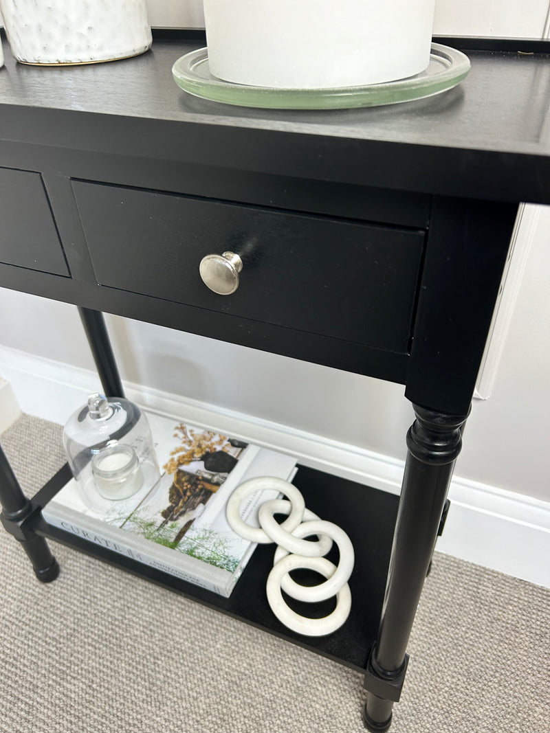 Two Drawer Black small Console 60cm