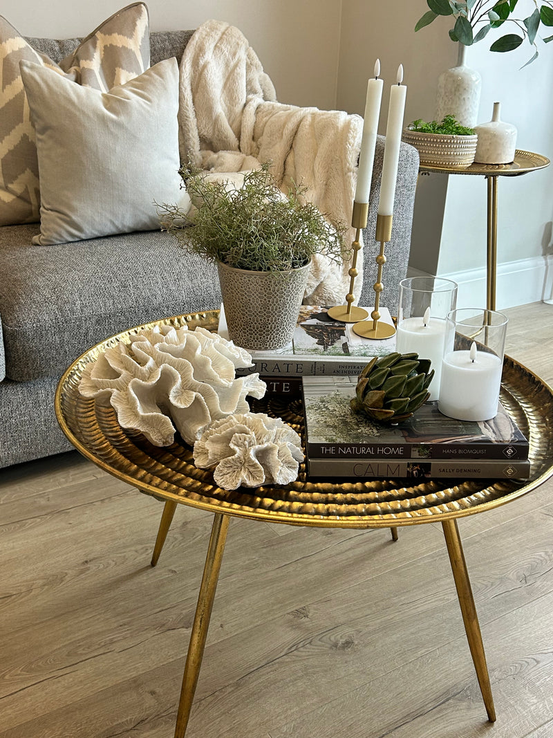 Antique Gold Embossed Round Side Table