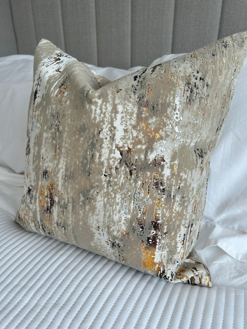 Torcello Natural Taupe Bronze Gold Feather Cushion 43x43cm