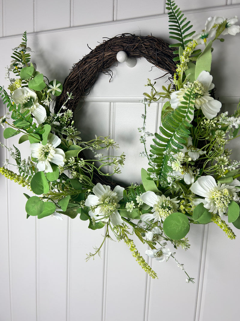 Lush Green mixed foliage Half Wreath 50cm