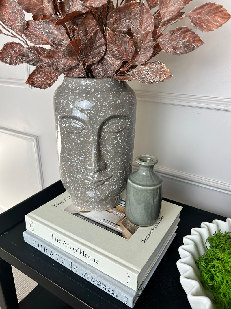 Grey speckled face ceramic vase