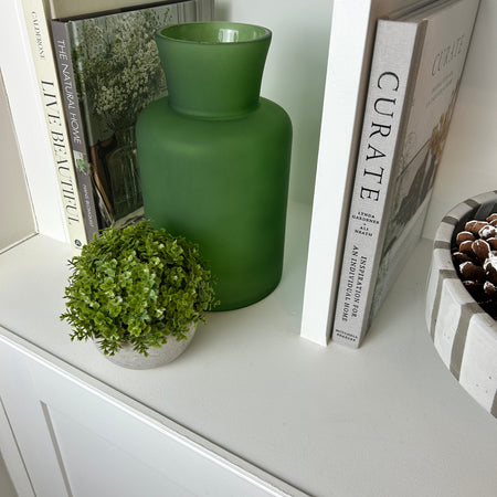 Smokey green glass bottle neck vase