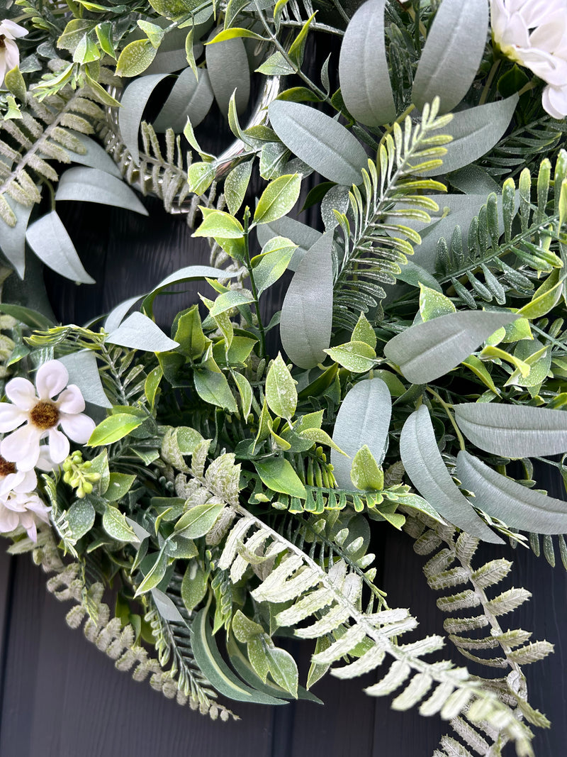 Full garden wreath mixed foliage