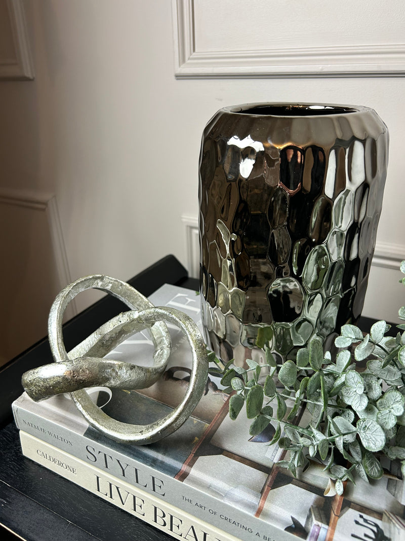 Silver Dimple Effect Glass Vase