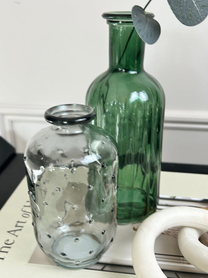 Mottled glass bobble glass bottle