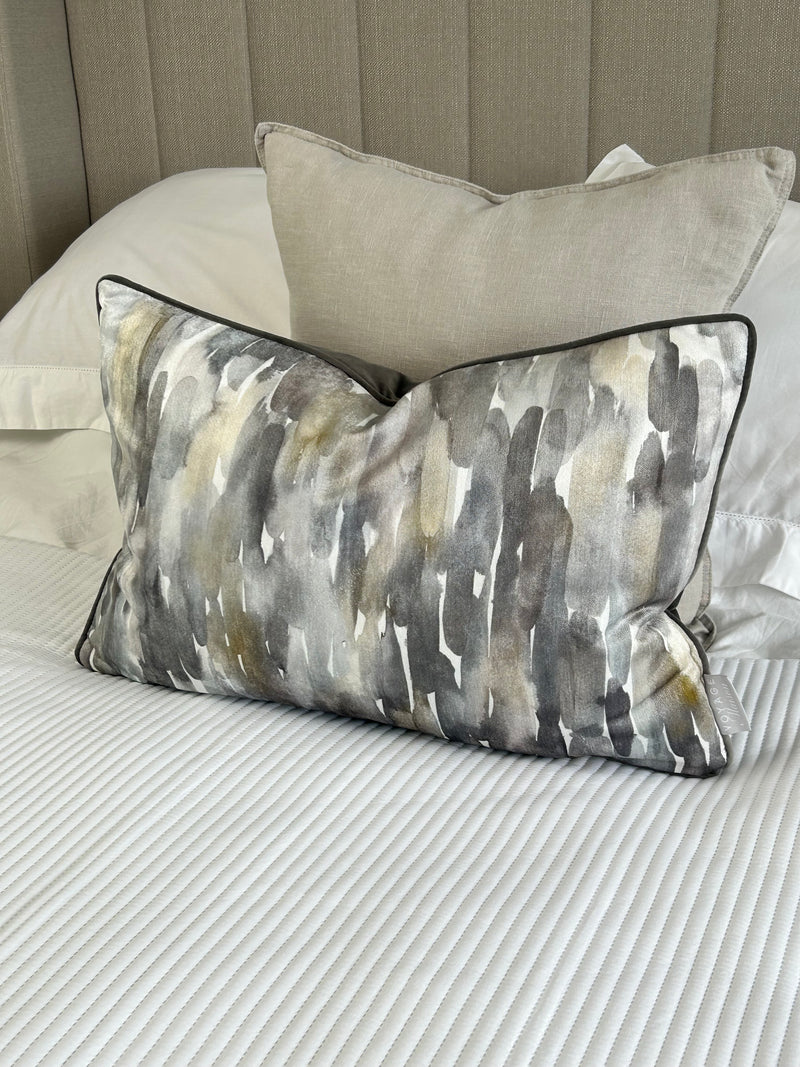 Azima Neutral Voyage Brushstroke Rectangular Feather Cushion 40x60cm