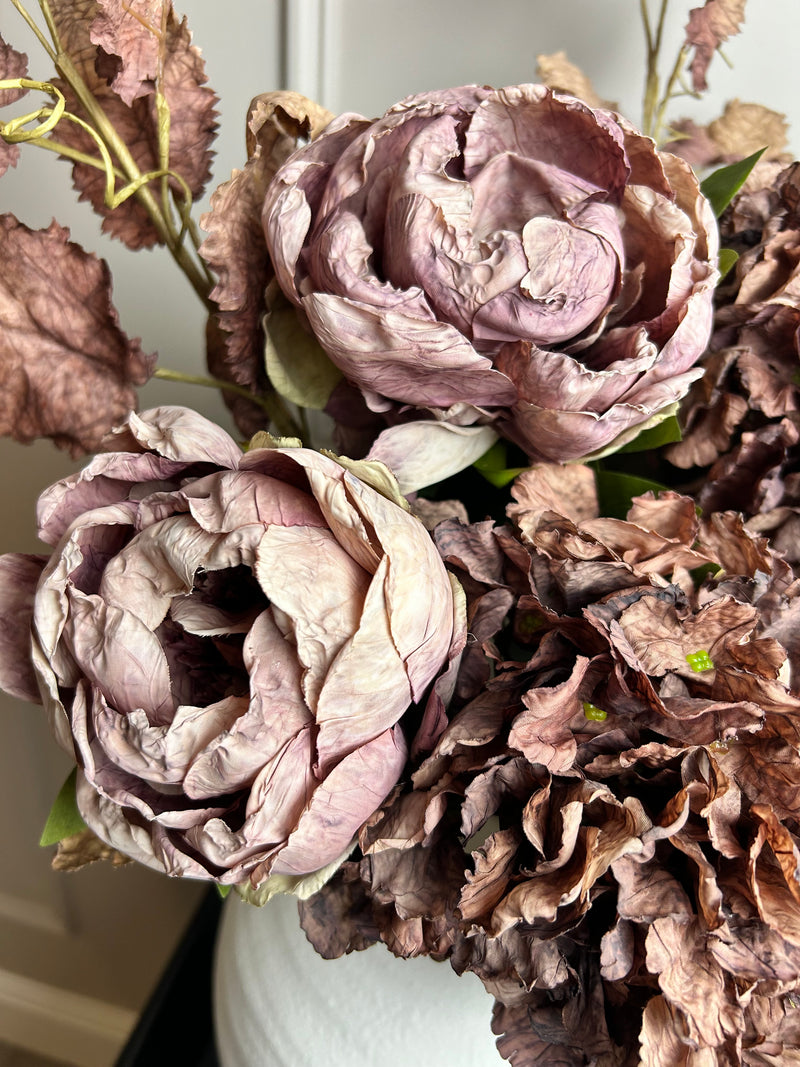 Dried real feel mauve peony 48cm