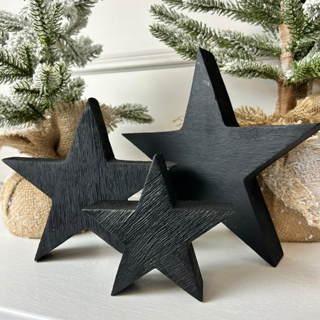 Wooden black rustic standing star 3 sizes