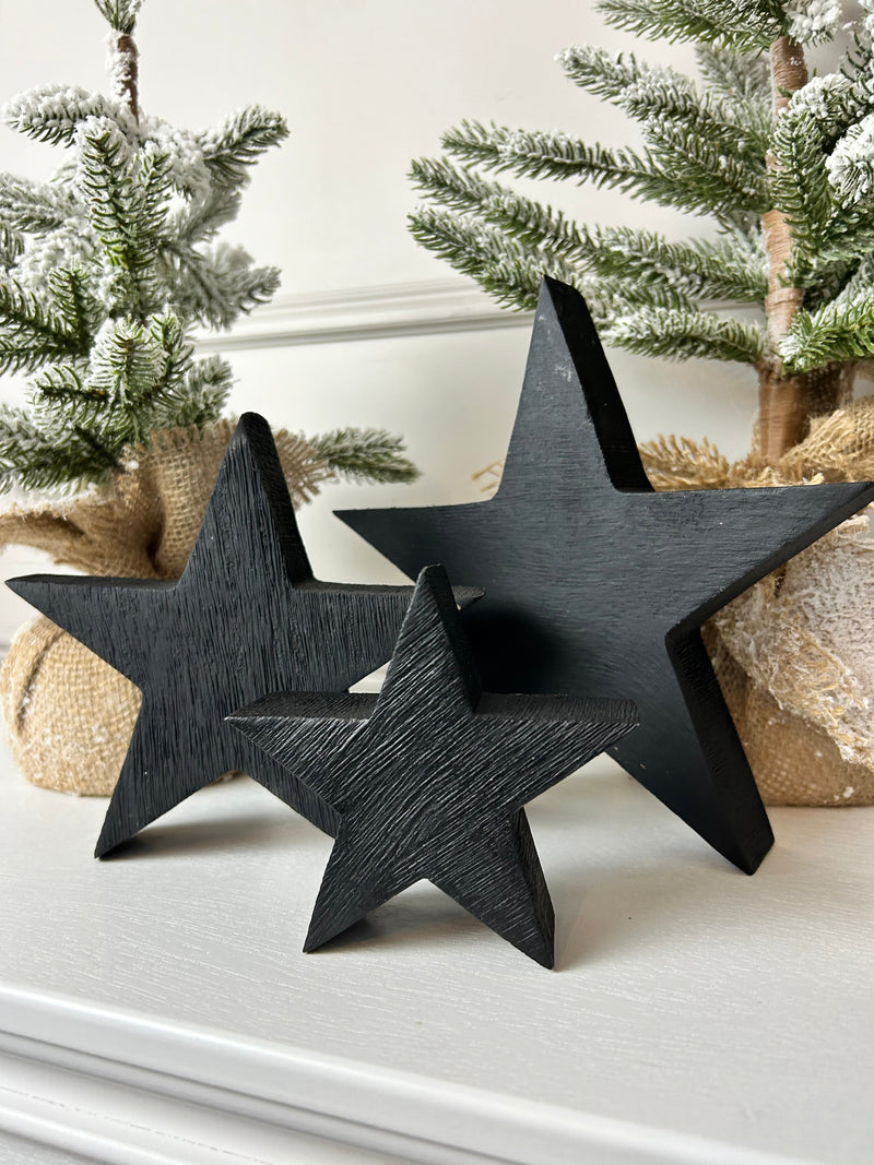 Wooden black rustic standing star 3 sizes