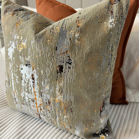 Torcello Silver Taupe beige bronze Feather Cushion luxury 45cm