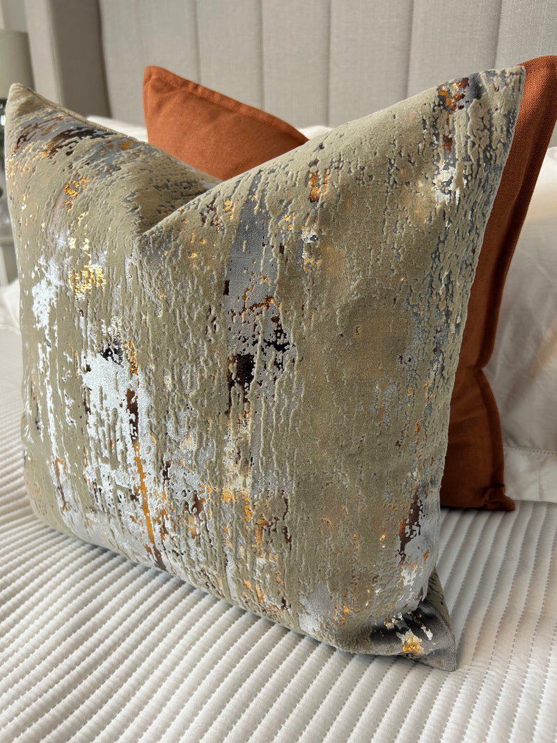 Torcello Silver Taupe beige bronze Feather Cushion luxury 45cm