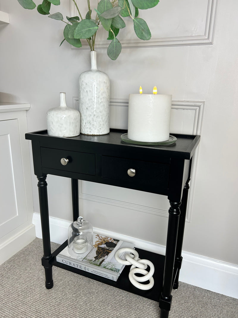 Two Drawer Black small Console 60cm