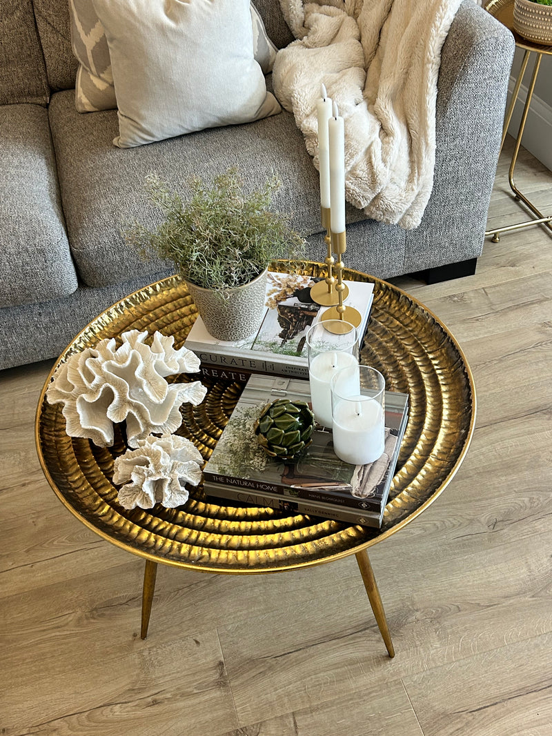 Antique Gold Embossed Round Side Table