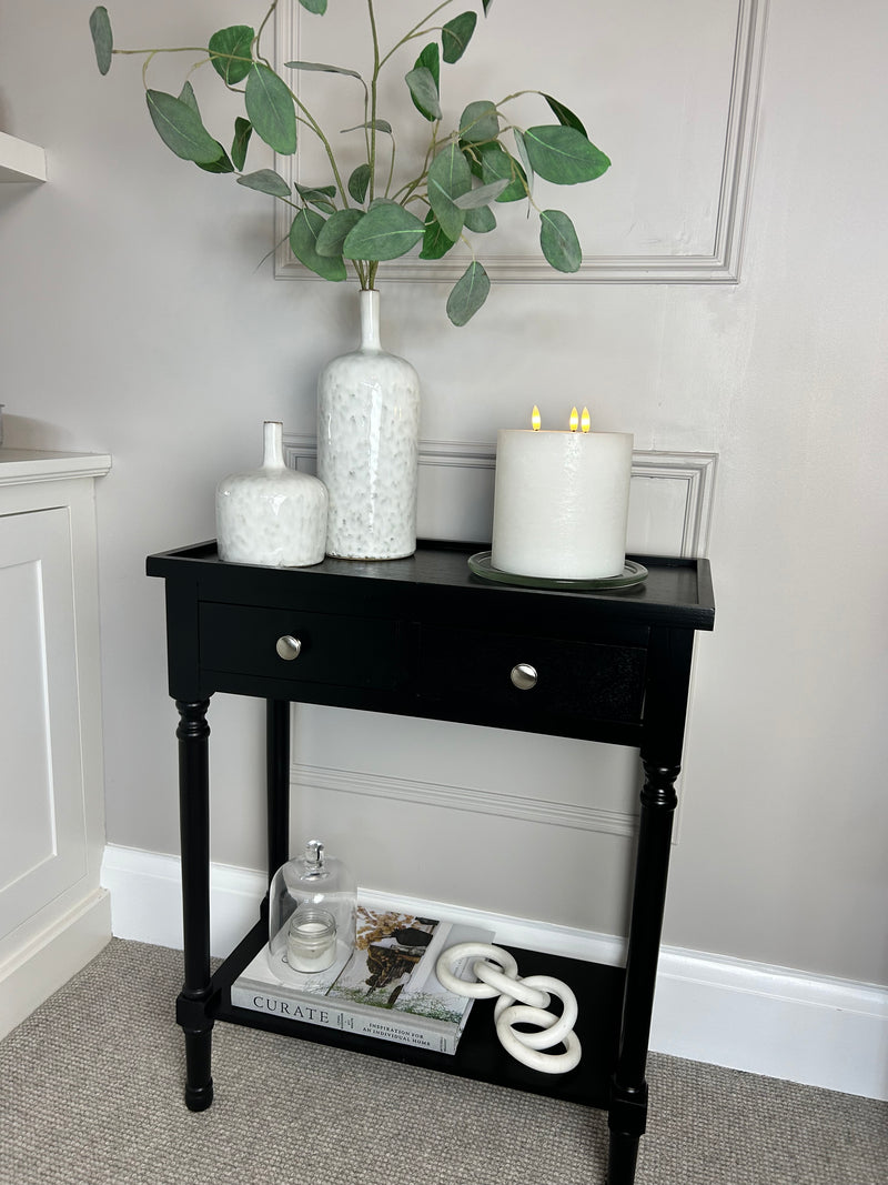 Two Drawer Black small Console 60cm