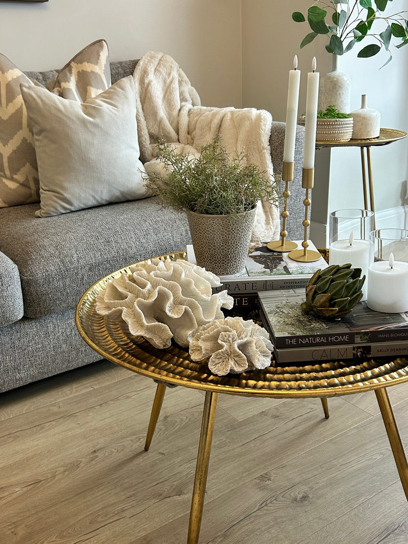 Antique Gold Embossed Round Side Table