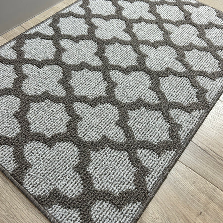 Tile print washable door mat rug taupe 50x75