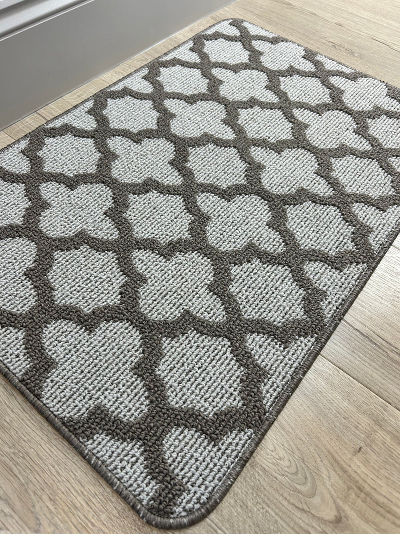 Charcoal Tile print washable door mat rug 3 sizes