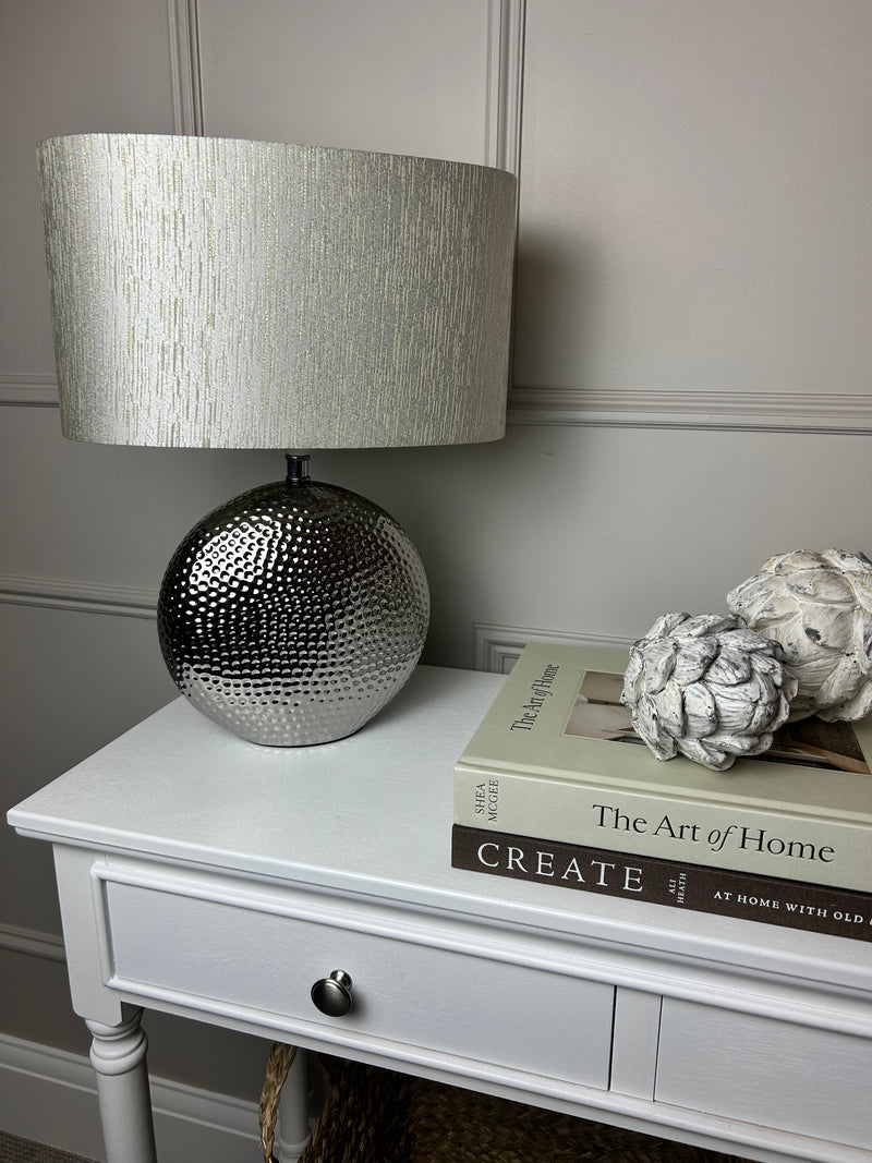 Hammered Silver Lamp with shade