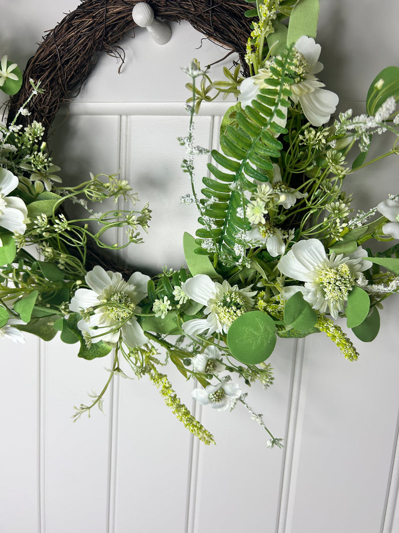 Lush Green mixed foliage Half Wreath 50cm