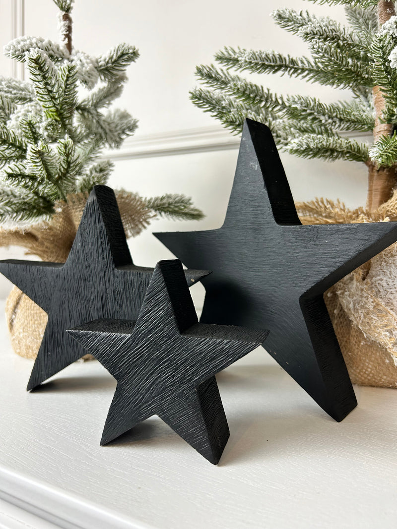 Wooden black rustic standing star 3 sizes