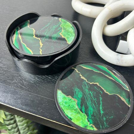 Green and black coasters