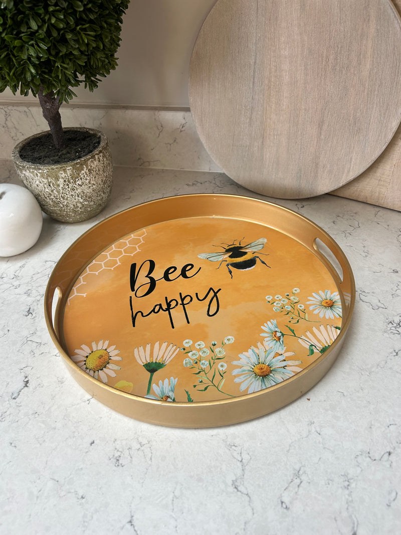 Bee Happy Round Tray 33cm