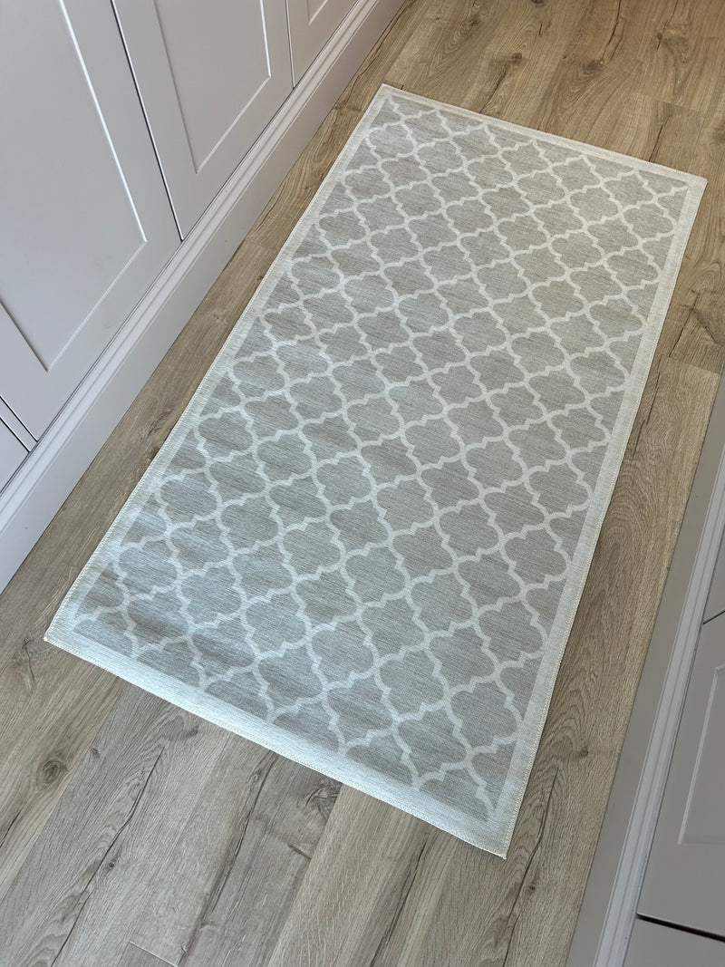 Charcoal Tile print washable door mat rug 3 sizes